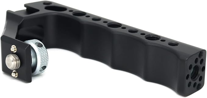 Universal Top Handle with 3/8" Screw Locating Pins for DSLR Camera Cage, with 3 Cold Shoe Adapters to Mount DSLR Camera with Microphone/LED Light/Monitor (Black with 3/8" Screw)