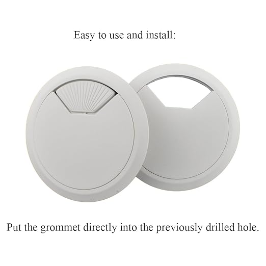 HAHIYO 2Pcs 3.15Inch/80mm White ABS Plastic Sector-Shaped Desk Grommet Wire Grommet Cable Management Cord Hole Cover Desk Wire Hole Insert Wire Organizer for Computer Office Home Equipment System