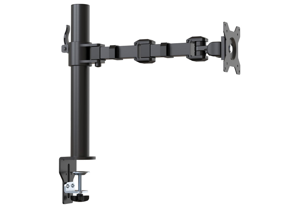 Amazon Basics Single Computer Monitor Stand with Cable Management, Height Adjustable VESA Desk Arm Mount, Fully Adjustable Tilt and Rotation, Steel, Black, Fits 13-30" Screens