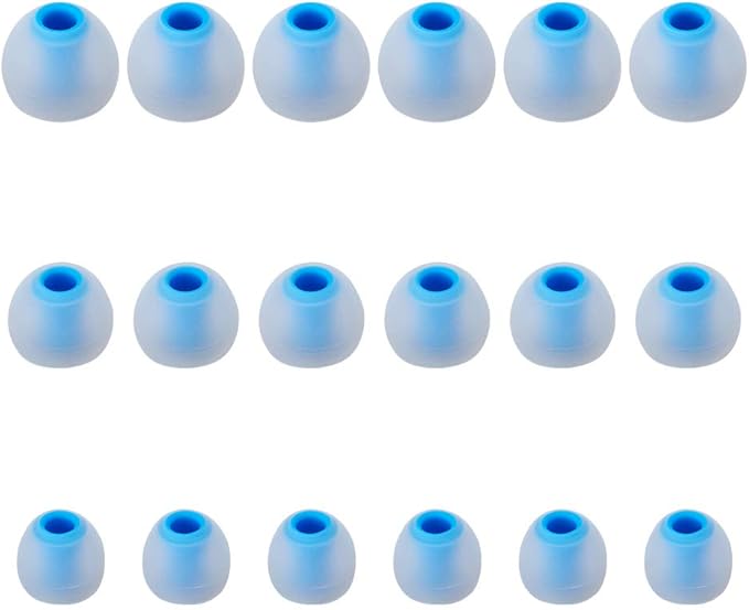 Earbud Tips Soft Silicone Earbuds Replacement Tips Fit for in-Ear Headphones(Inner Hole from 3.8mm - 4.2mm Earphones) 9 Pairs S/M/L,Transparent Blue