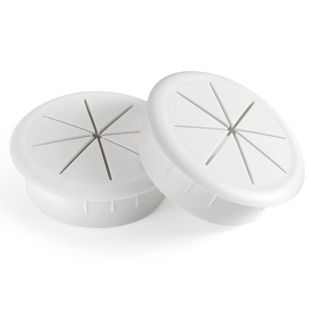HYCC 2 Pack 2-3/8 Inch Flexible Desk Grommet,Organize Wires and Cables on Office Equipment, Computer Components, Entertainment Systems Effectively - Color: White