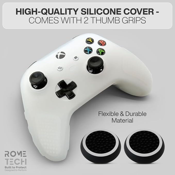 for Xbox Controller Series X/S (2024/2023) Silicone Protective Cover, Soft Skin Xbox Controller Accessories, Anti-Slip Cover with 2 Joystick Caps (White)