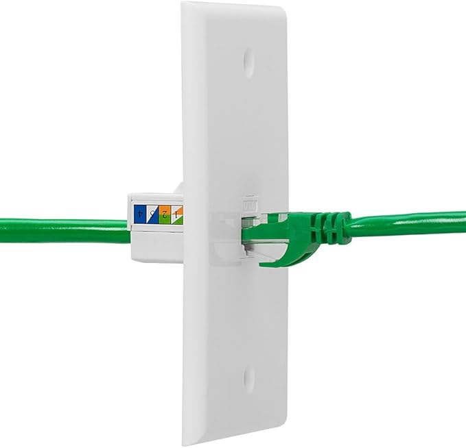 Cmple - RJ45 Keystone Jack 90 Degree Cat6 Keystone Jack Insert Punch Down RJ45 Connectors Female for Wall Plates, Patch Panels, Patch Cables, Ethernet Cables - White