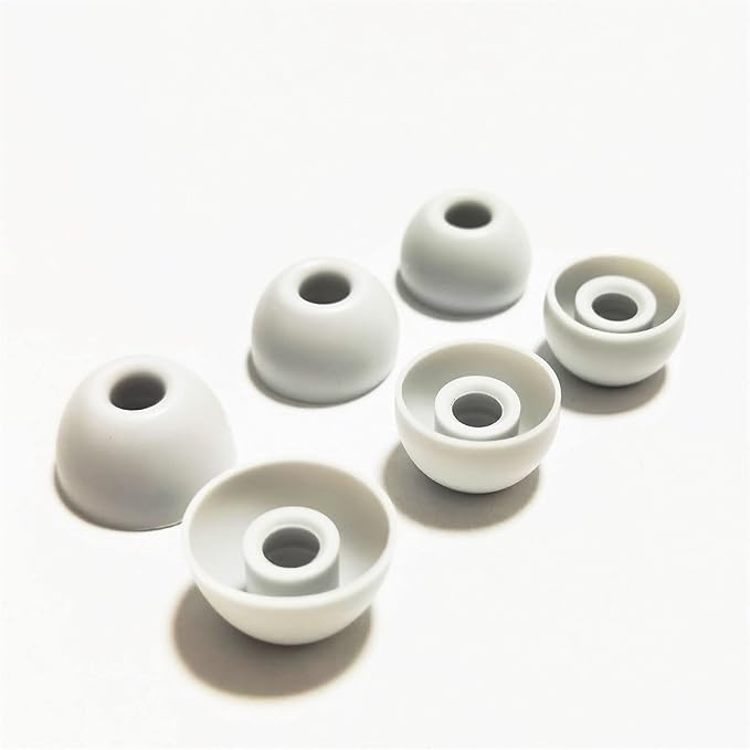 Silicone Ear Tips for Beats Studio Buds - Replacement Earbuds Cover, 6 Pairs, LMS Gray White