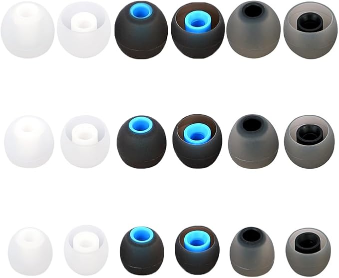 Earbud Tips Ear Bud Tips Soft Anti Slip Washable and Reusable Silicone Replacement Earbud Tips Fit Most in-Ear Earbuds(Inner Hole 3.8mm -5.1mm) 18pcs S M L