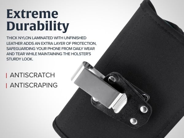 Turtleback Belt Clip for iPhone 16 Pro, 16e, 15 pro 14 Pro 13 Pro -Small- Fits w/Slim MagSafe Style Cases - Premium Black Nylon, Horizontal Belt Holder, Magnetic Closure, HD Rotating Belt Clip