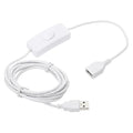 MECCANIXITY USB Extension Cable with ON/Off Toggle Switch 2m USB Male to Female Extension Cord for Desk Lamp Fan LED Light Strip White Pack of 1