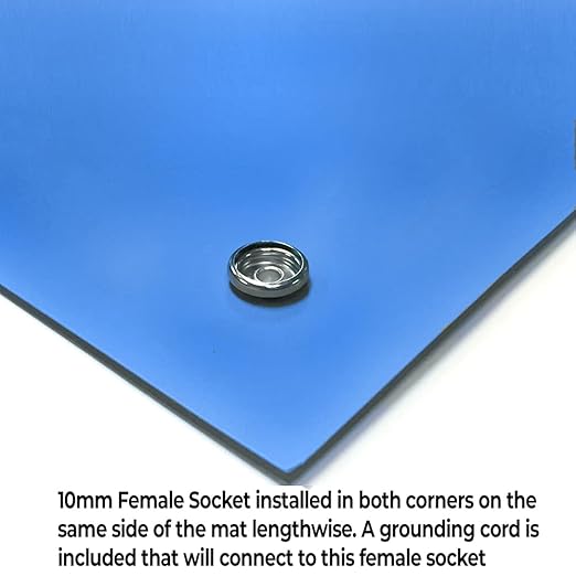 RubberStat Dual Layer ESD Compliant Workstation Rubber Table Mat Kit, Soldering, Cell Phone Repair, with Wrist Strap Set and Ground Cord - 24"x30" Royal Blue