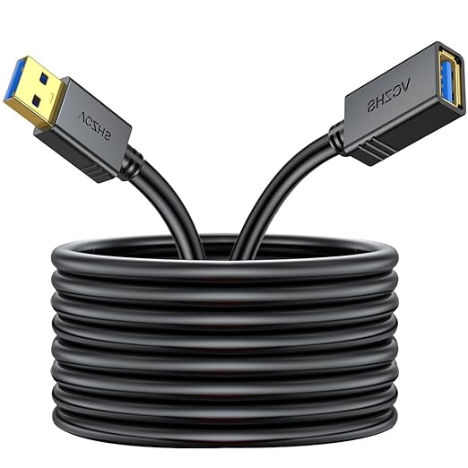 VCZHS Tech 25 ft USB Extension Cable - High Speed USB 3.0 Extender Male to Female Cord, Durable & Flexible for Mouse, Keyboard, Printer, Flash Drive, Webcam, and More