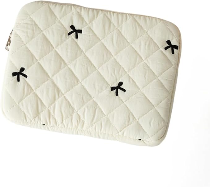 Cute Bow Graphic Carrying Laptop Bag Y2K Preppy Laptop Sleeve Case Bag Kawaii Pad Computer Protect Case Pouch (15-15.6 inch,White)