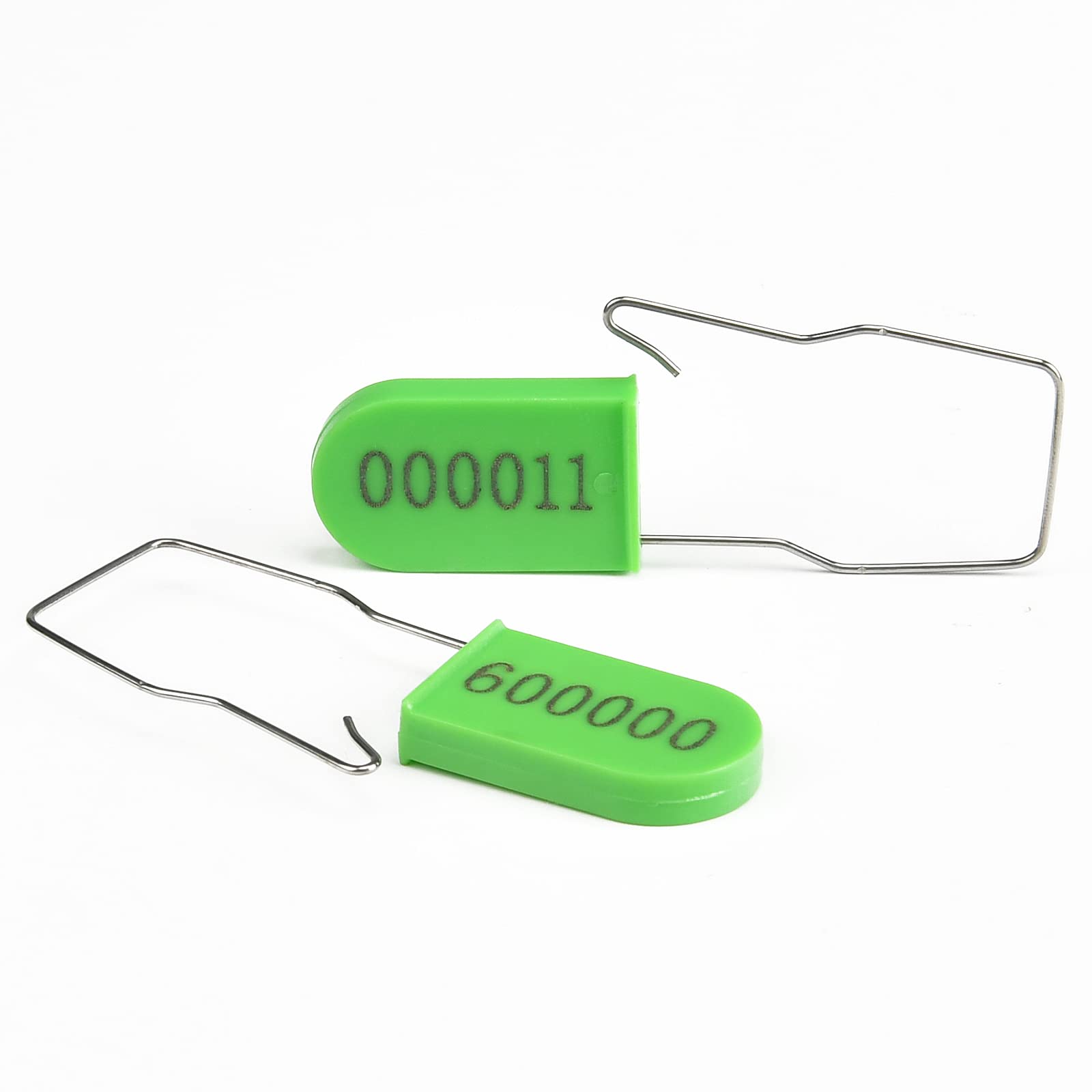 LeadSeals 50PCS Plastic Padlock Security Seals Metal Wire Padlocks Electric Meter Lockout Tags Self-Locking Numbered Anti Tamper Seal Lock Green