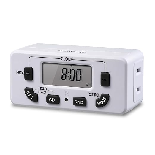 Fosmon 7 Day Digital Timers for Electrical Outlets, Indoor Plug-in Light Timers Switch Programmable, Electric Wall Plug for Lamp, Grow Reptile Lights, Aquarium, 15A/1875W, Grounded