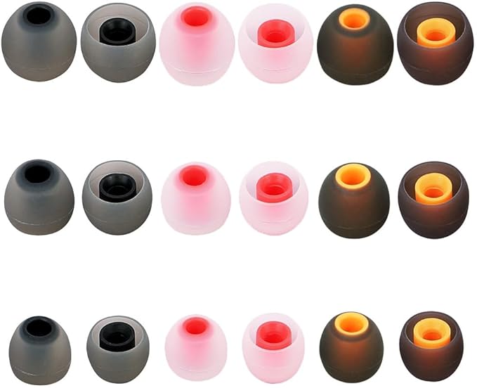 Earbud Tips Ear Bud Tips Soft Anti Slip Washable and Reusable Silicone Replacement Earbud Tips Fit Most in-Ear Earbuds(Inner Hole 3.8mm -5.1mm) 18pcs S M L