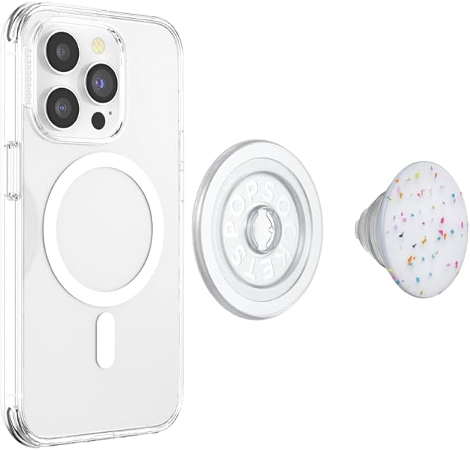 PopSockets Phone Grip for MagSafe with Kickstand, Magnetic Stand, Swappable Top, Secure Hold for iPhone MagSafe Cases, Phone & Tablet Grip - Circus Regrind Coconut Crème