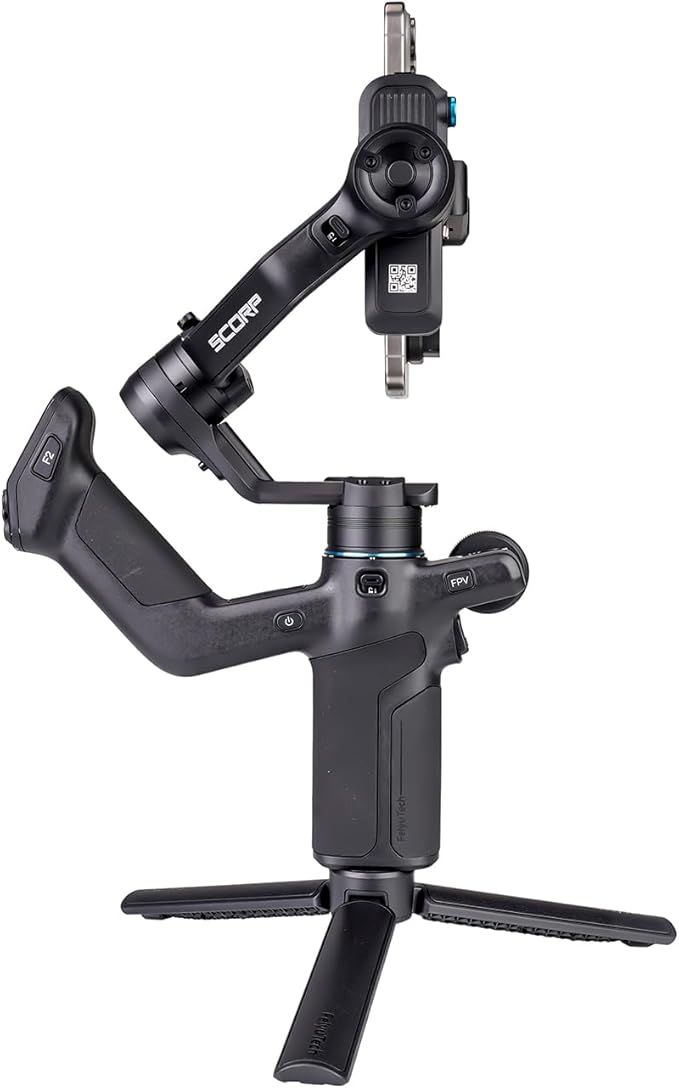 FeiyuTech Scorp MINI 3 Gimbal Stabilizer for iPhone, 3-Axis Smartphone Gimbal Built-in AI Tracking Module,Phone Gimbal with Cooling Fan and Integrated Grip Design, Touch Screen, 2KG(4.41lb) Payload