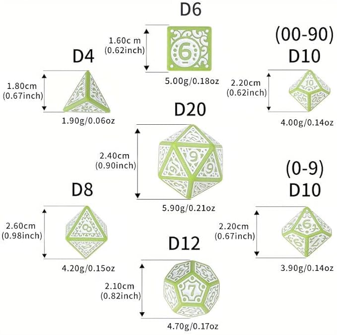 CiaraQ DND Polyhedral Dice Set (42pcs) with A Gold Pattern Drawstring Bag for Dungeons and Dragons RPG MTG Table Games. 6 Sets Fantasy Role Playing Dice