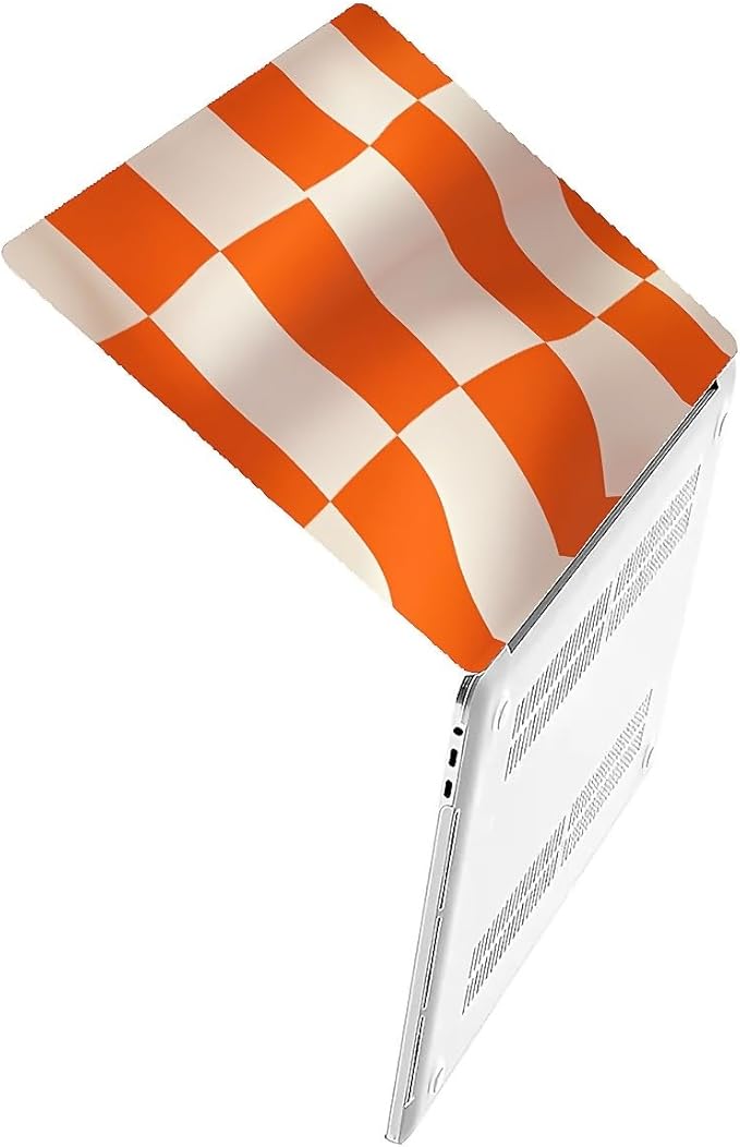 Compatible with MacBook Air 13.3 13.6 Inch Case 2022 2021 2020 2019 Plastic Hard Shell Case Cover,13.3 Air (A1932/A2179/A2337), Orange and White Checkered Flag