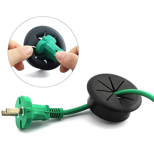 HJGarden 2PCS 2Inch (50mm) Desk Cord Grommets Wire Cable Hole Cover for Office PC Desk Cable Cord Cover Black