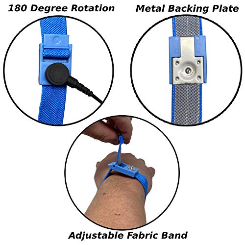 RubberStat Dual Layer ESD Compliant Workstation Rubber Table Mat Kit, Soldering, Cell Phone Repair, with Wrist Strap Set and Ground Cord - 24"x36" Blue