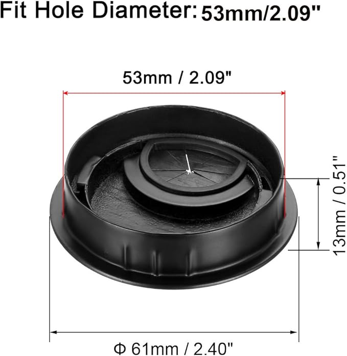 uxcell Cable Hole Cover, 2.1Inch/53.5mm Zinc Alloy Desk Wire Cord Cable Grommets Hole Cover for Office PC Desk Cable Cord Organizer, 4 Pcs Black