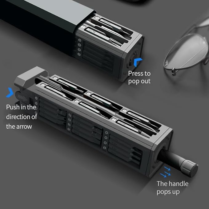 Generic Mini Precision Screwdriver Set, 44-in-1 Magnetic Bits, Manual Repair Tool Set for Gamepad Phone Camera Laptop Watch Glasess, Pocket Size, Grey
