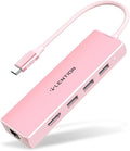 LENTION USB C Hub with 1000Mbps Ethernet Adapter, 4K HDMI, 3 USB 3.0 Port for 2024-2016 MacBook Pro 13/14/15/16, New Mac Air & Surface, Chromebook, More, Stable Driver Certified (CB-C25, Rose Gold)
