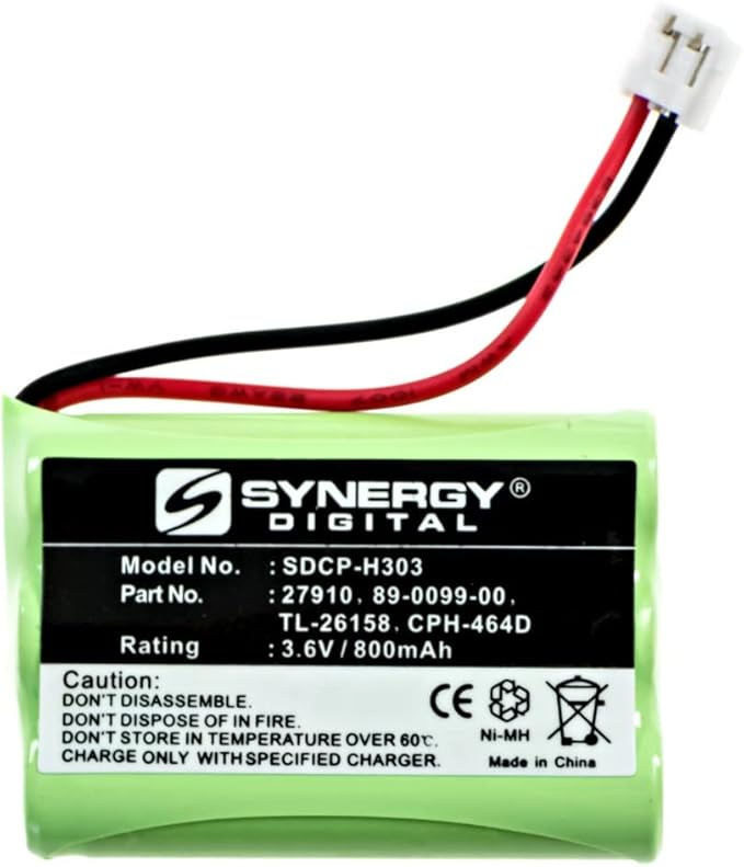 Synergy Digital Cordless Phone Batteries, Compatible with AT&T 27910 Cordless Phone, (Ni-MH, 3.6V, 800 mAh) Ultra High Capacity, Combo-Pack Includes: 3 x SDCP-H303 Batteries