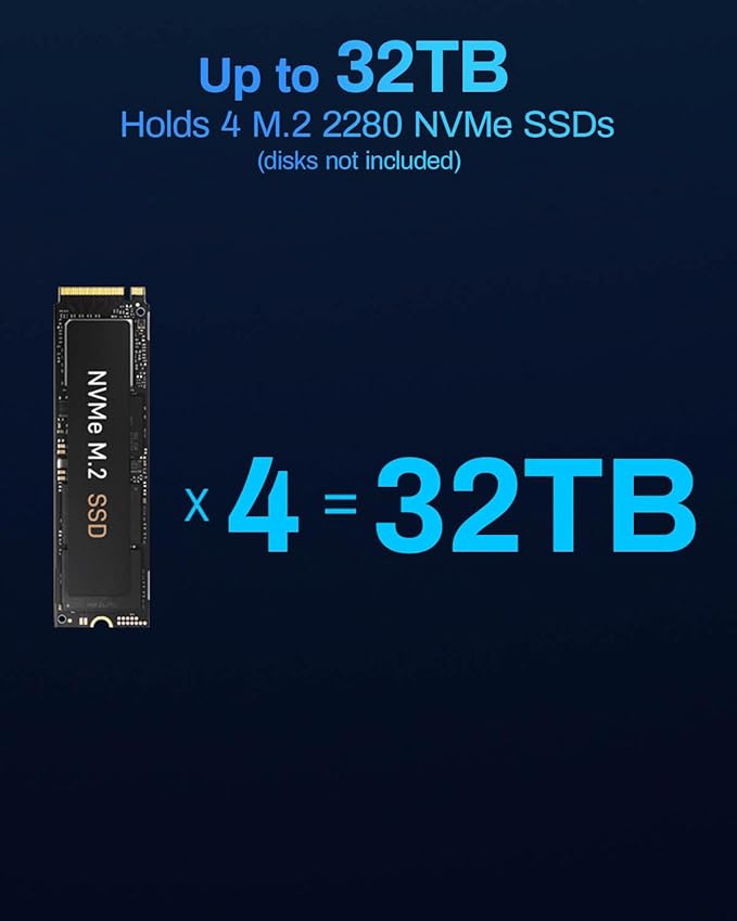 TERRAMASTER F4 SSD NAS Storage - 4Bay All SSD NAS Server N95 QuadCore CPU, 8GB DDR5 RAM, 5GbE Port, Palm-Sized High-Performance Network Attached Storage (Diskless)