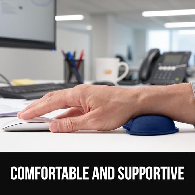 GORILLA GRIP Silky Gel Memory Foam Keyboard Wrist Rest for Computer and Mouse Pad, Ergonomic Design Typing Support, Desk Office Supplies, Hand & Arm Mousepad Cushion and Coaster 3 Piece Set Navy Blue