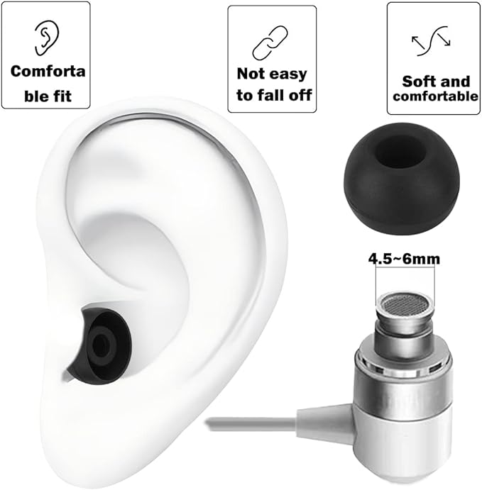 Earbud Tips Replacement - 9 Pairs White Ear Tips Compatible with Powerbeats 2/3, LG, Samsung Earbuds