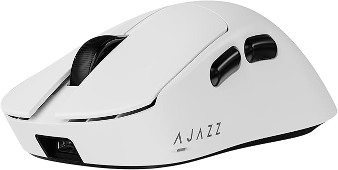 AJ179PRO PAW3395 26000 DPI Gaming Mouse, 8000Hz Polling Rate, 58g Ultra-Light, Tri-Mode (2.4G/Wired/Bluetooth 5.2), Magnetic RGB Charging Dock, Ergonomic Right-Hand Design, White