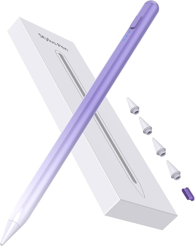 Stylus Pen for iPad 2018-2025, 15Mins Fast Charge for Apple Pencil, Palm Rejection, Compatible with iPad 10/9/8/7/6, iPad Pro 12.9"/11"/13" M4, iPad mini 6/5, iPad Air 5/4/3/11"-13" M2