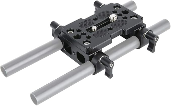 NICEYRIG Tripod Mounting Plate with 15mm Rod Clamp Railblock for Rod Support/DSLR Rig Cage