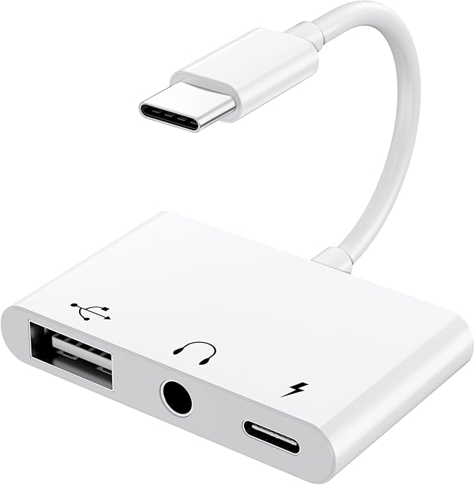 USB C to 3.5mm Jack Headphone Adapter with Charger OTG Cable Adapter, Type C to Aux Audio Earphones Splitter for Samsung Galaxy S22 Ultra S21 S20 i-Pad Pro Air Pixel 4 Laptops