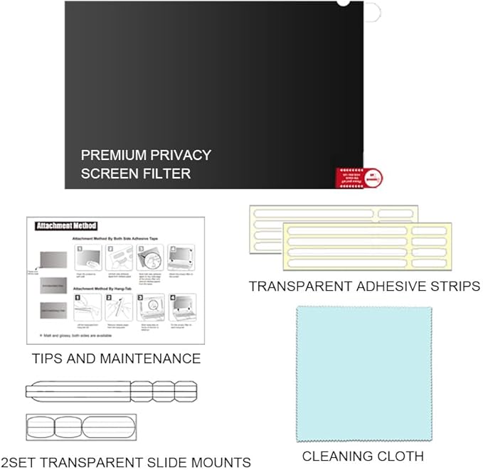 20.0 Inch - 16:9 Aspect Ratio - Computer Privacy Screen Filter for Widescreen Monitor - Anti-Glare - Anti-Scratch Protector Film - Please Measure Carefully
