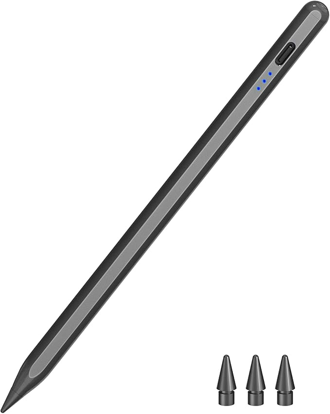 Pen for iPad 2018-2025, HATOKU 15 Mins Fast Charging Pencil 1st Gen with Tilt & Palm Rejection Compatible with iPad Air 3/4/5/M2/M3, iPad mini 5/6, iPad 6/7/8/9/10/11, iPad Pro 11"/12.9"/M4 (Black)