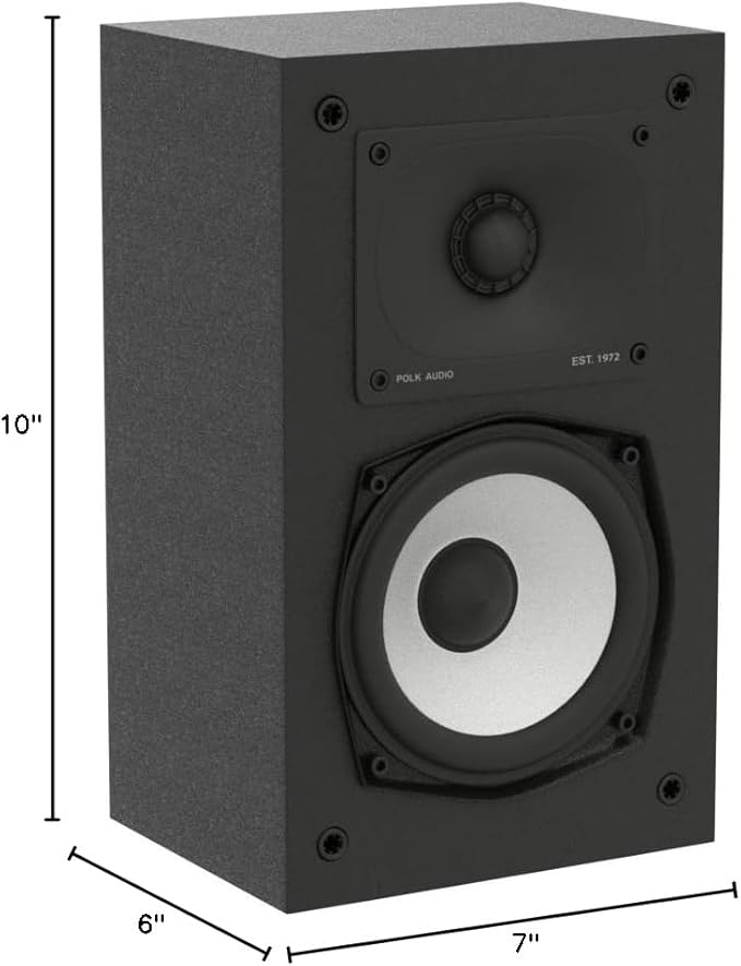 Polk Monitor XT15 Pair of Bookshelf or Surround Speakers - Hi-Res Audio Certified, Dolby Atmos & DTS:X Compatible, 1" Terylene Tweeter & 5.25" Dynamically Balanced Woofer (Pair, Midnight Black)