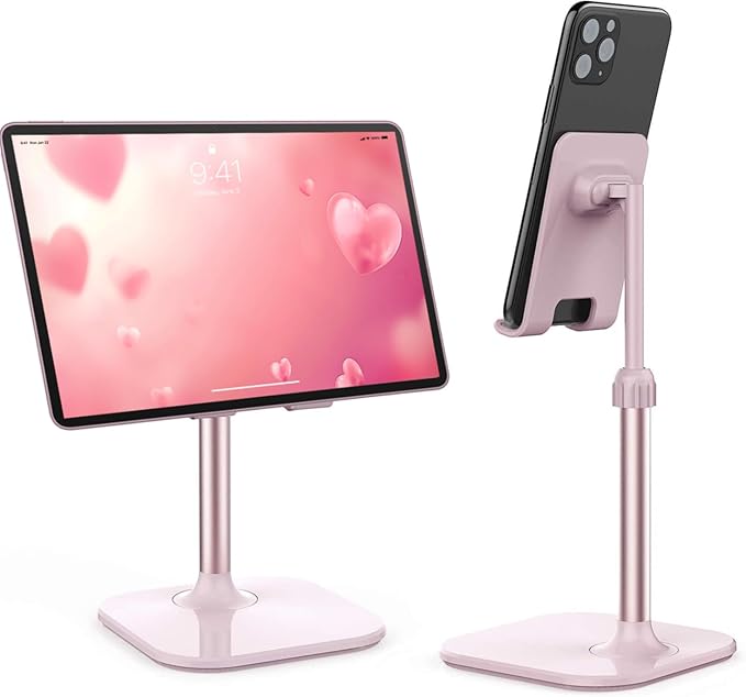 Doboli Cell Phone Stand, Phone Stand for Desk, Phone Holder Stand Compatible with iPhone and All Mobile Phones Tablet, Gifts for Adults Women Men Mom Wife, Pink