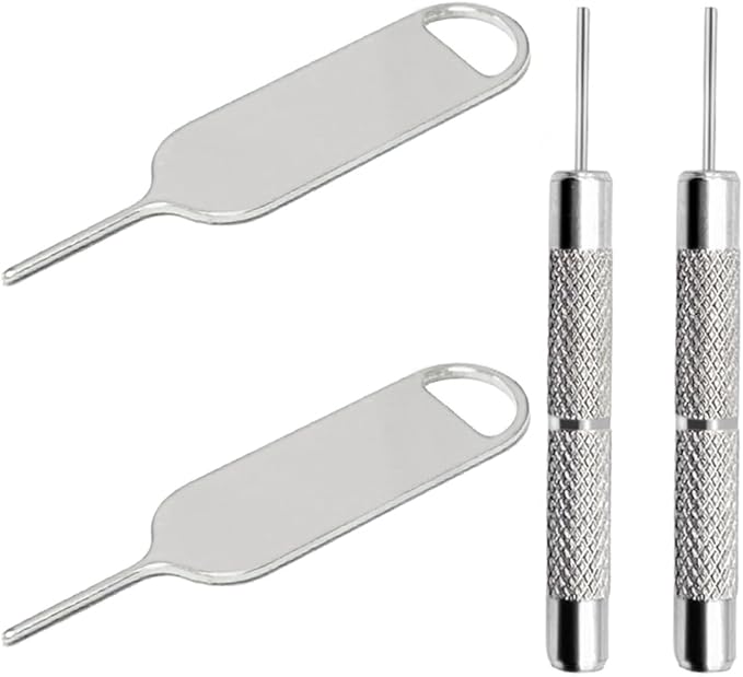 4 Pcs SIM Card Removal Openning Tool Tray Eject Pins Needle Opener Ejector Compatible with All iPhone Apple iPad HTC Samsung Galaxy Cell Phone Smartphone Watchchain Link Remover (Style B)