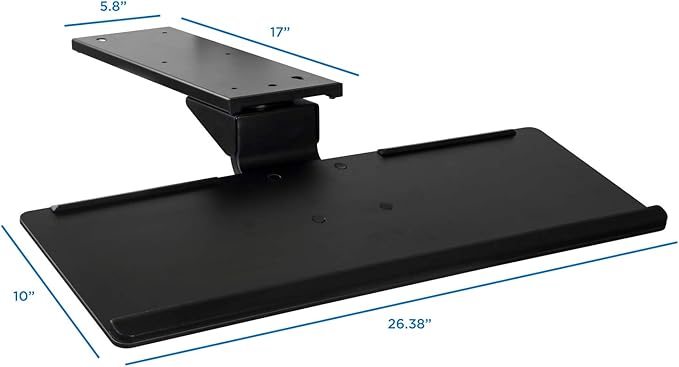 Mount-It! Under Desk Keyboard Tray and Mouse Platform, Ergonomic Computer Keyboard Drawer with Gel Wrist Pad, 17 inch Space Saving Track, Black (MI-7138)