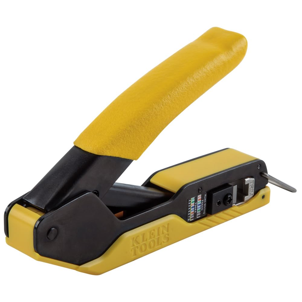 Klein Tools VDV026-813 RJ45 Ethernet Cable Tester and Crimper Kit, Pass-Thru Technology, Includes Connectors for Cat5e/CAT6 Data Applications, Pack of 50