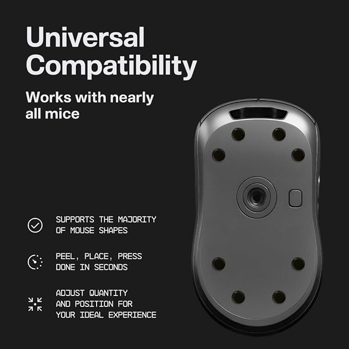 Wallhack UHMW-PE Dot Mouse Skates | Premium Universal Skates for Gaming Mice | Ultra-Smooth Glide on Cloth & Glass Pads | Customize Speed & Control | Durable, Easy to Apply | Black 7mm x 7mm