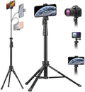 Aureday 88’’ Flexible Phone Tripod with 14.95’’ Gooseneck, Remote and Phone Holder, Overhead Cell Phone Stand＆Selfie Stick for Video Recording, Compatible with iPhone Android Phone, Camera