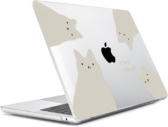 for 2025 2024 2023 2022 MacBook Air 13 inch Case M4 A3240 M3 A3113 M2 A2681 with Touch ID& 13.6" Liquid Retina Display, Plastic Hard Shell&Keyboard Cover&Screen Film&Webcam Cover, Cats