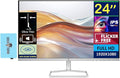 HP Series 5 524sa Monitor with Speakers (Replaces M24fwa) 24" 100Hz IPS FHD 99% sRGB 300 Nits Display, Adjustable Tilt, Flicker-Free, Anti-Glare, White/Silver w/DKZ USB Port Expander
