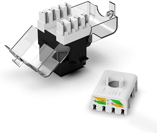 AMPCOM CAT6 Keystone Jack Tool-Less RJ45 UTP, No Punch-Down Tool Required Module Coupler 12-Pack Black
