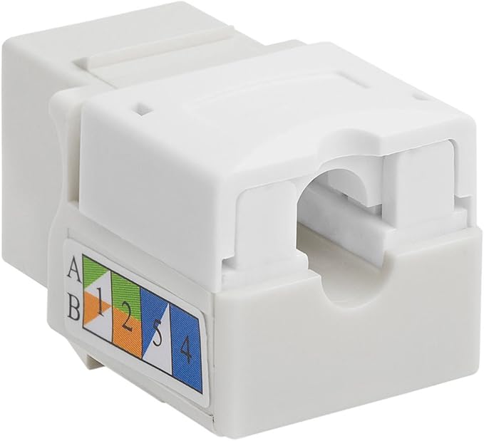 Cmple - 10 Pack Cat6 Keystone Jack Insert Punch Down RJ45 Connectors RJ45 Keystone Jack 90 Degree Female for Wall Plates, Patch Panels, Patch Cables, Ethernet Cables - White