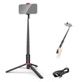 NEEWER Basics PA991 Selfie Stick Tripod Compatible with iPhone Samsung Android, 57.9 Inch Metal Portable Lightweight Travel Mobile Phone Stand with Holder & Remote Control for Video Recording