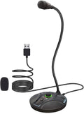 JOUNIVO USB Computer Microphone JV605 PRO with Mute Button & Volume Knob Compatible with PC Laptop Desktop Mac PS4, Play & Plug Gooseneck Mic Recording for Gaming, Streaming, YouTube, Vocal