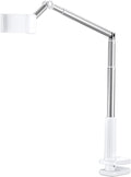 JSAUX Phone Holder for Desk and Bed Compatible with iPhone 16 15 14 13 12 Overhead Phone Mount Gooseneck Phone Stand Flexible 360 Lazy Long Arm Clamp Clip for Table Bedside [1-Pack, White]